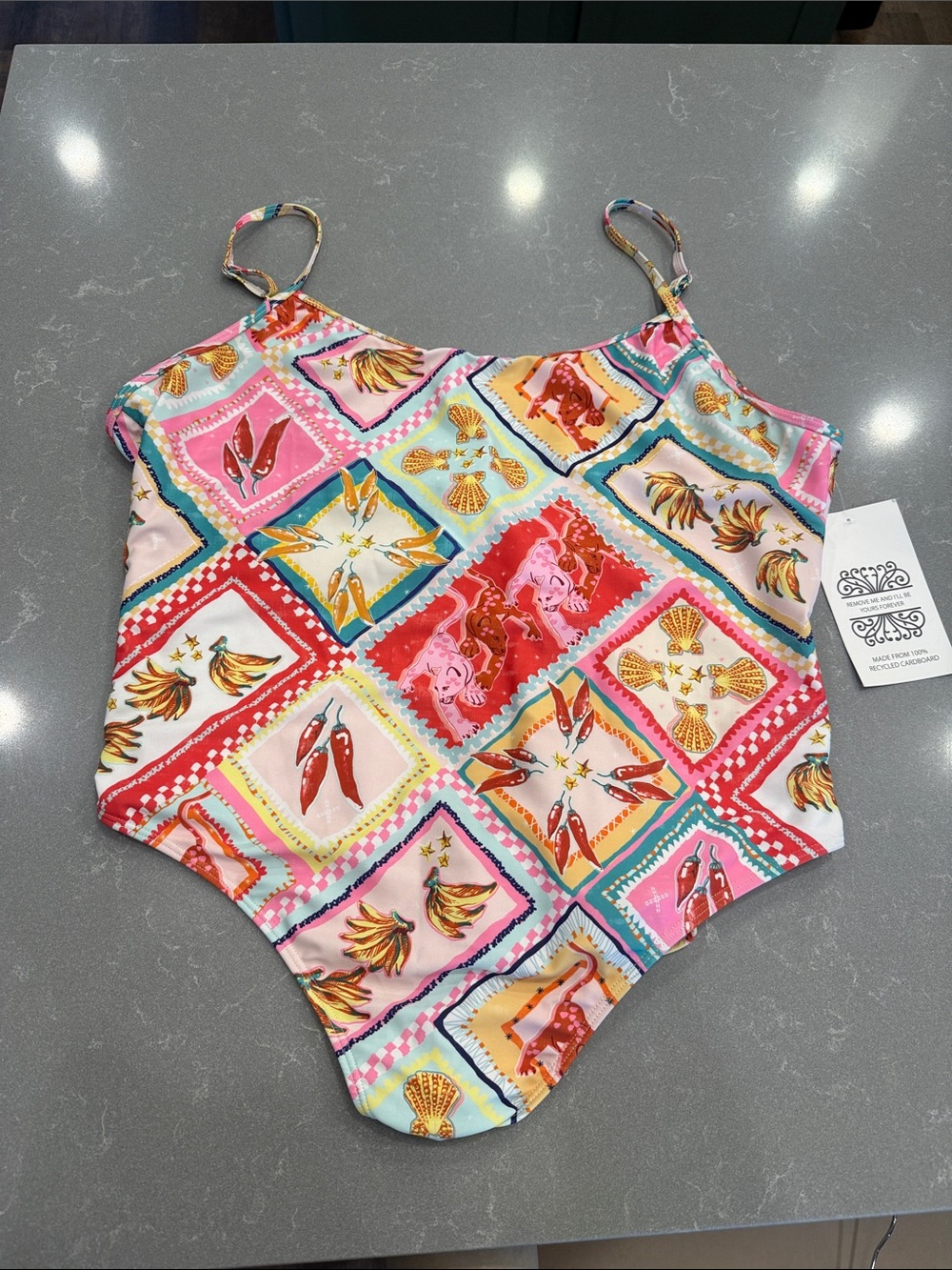Never Fully Dressed Multicolor Patchwork Print One-Piece Swimsuit